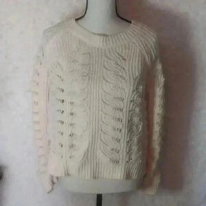Lulu's WomenCable Knit Sweater Super Soft Off White Sweater Size XS